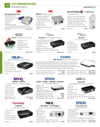 A/V PRESENTATION  296  Multimedia Projectors  www.BandH.com  PJ205 ipico  Streaming Projector  M  P