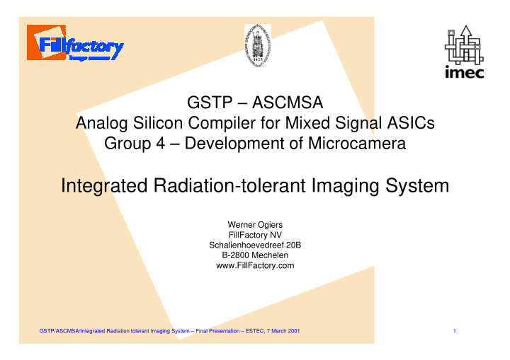integrated radiation tolerant imaging system