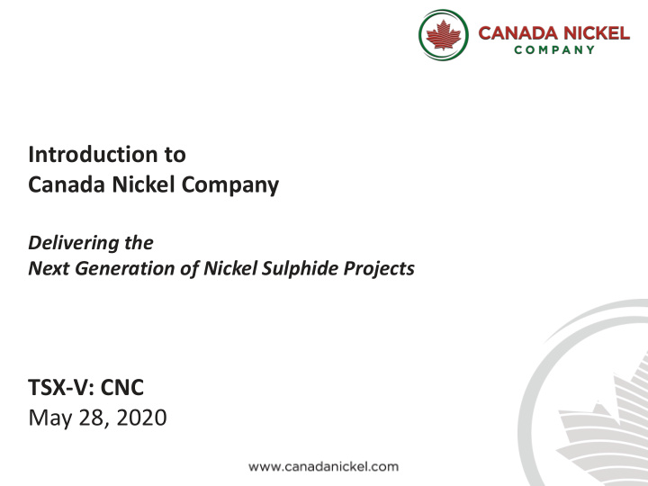 introduction to canada nickel company
