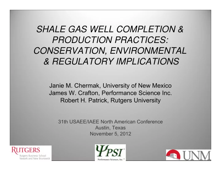 shale gas well completion production practices