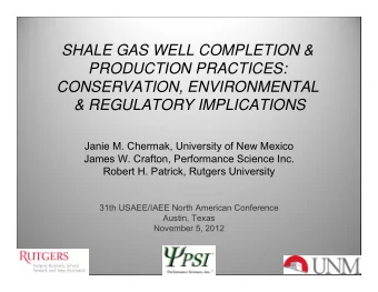 SHALE GAS WELL COMPLETION &amp;  PRODUCTION PRACTICES:  CONSERVATION, ENVIRONMENTAL  &amp;