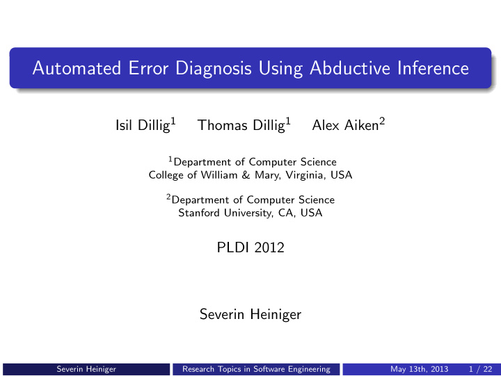 automated error diagnosis using abductive inference