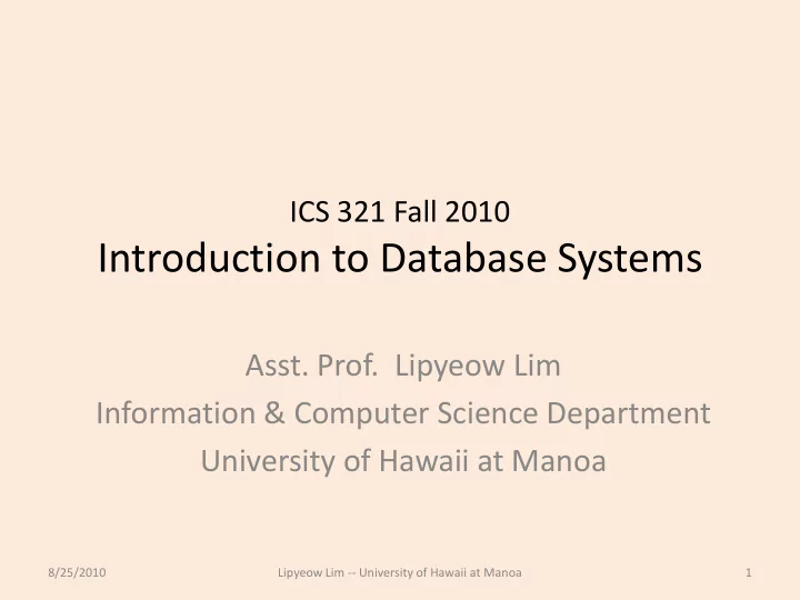 introduction to database systems