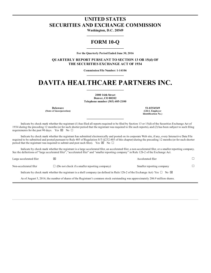 davita healthcare partners inc