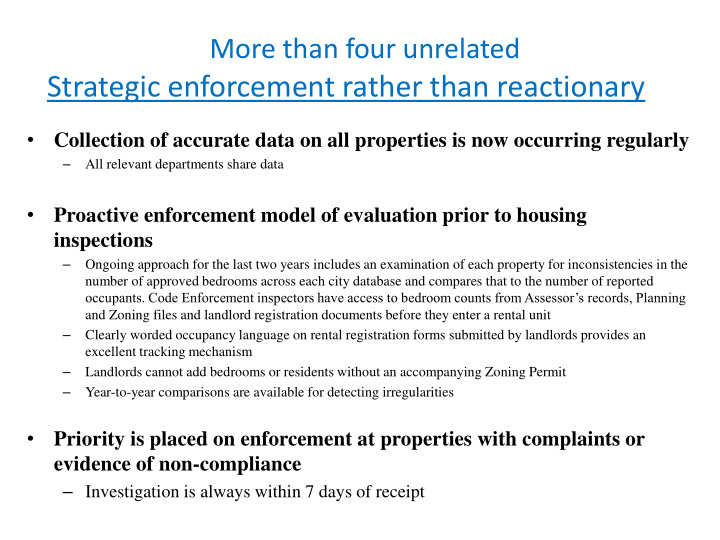 strategic enforcement rather than reactionary