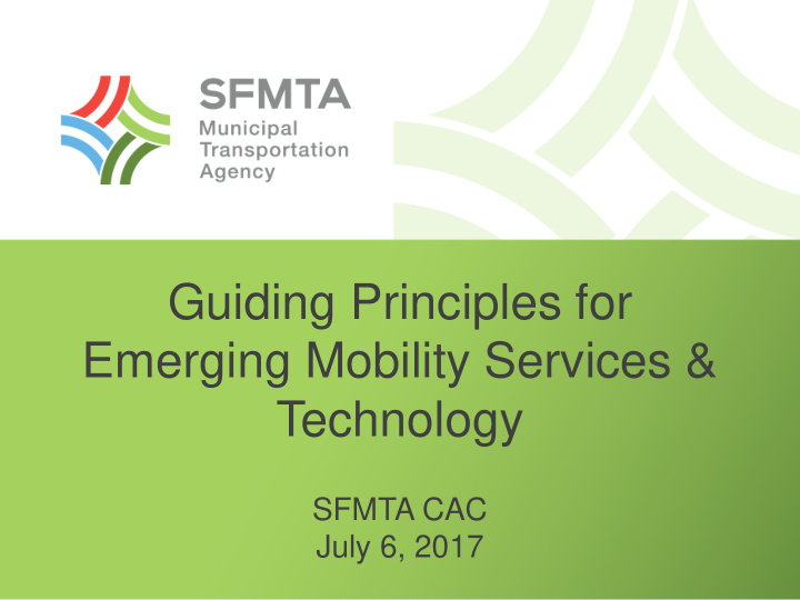 guiding principles for emerging mobility services