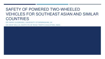 COUNTRIES  DR HARRY EVDORIDES, UNIVERSITY OF BIRMINGHAM, UK  DR ROHIT BALUJA, INSTITUTE OF ROAD