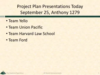 Project Plan Presentations Today  September 25, Anthony 1279  Team Yello  Team Union Pacific