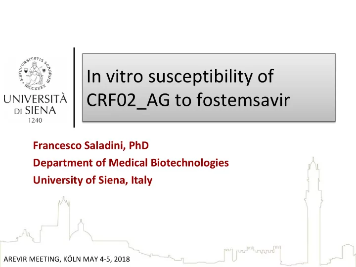 in vitro susceptibility of crf02 ag to fostemsavir