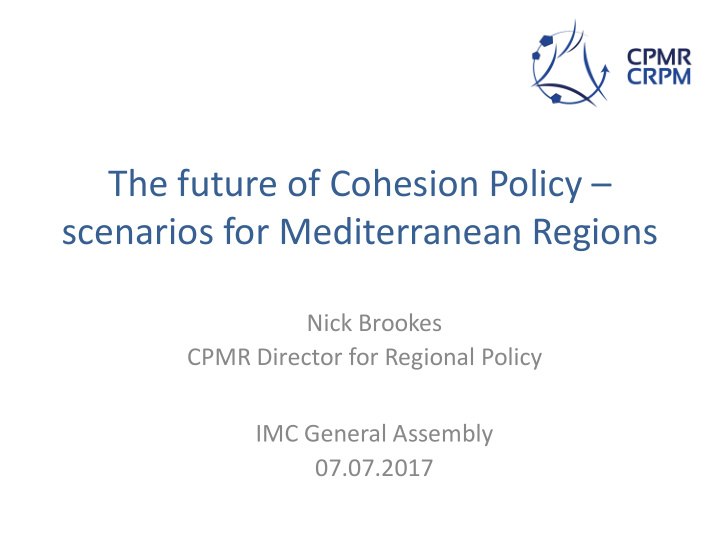 the future of cohesion policy scenarios for mediterranean