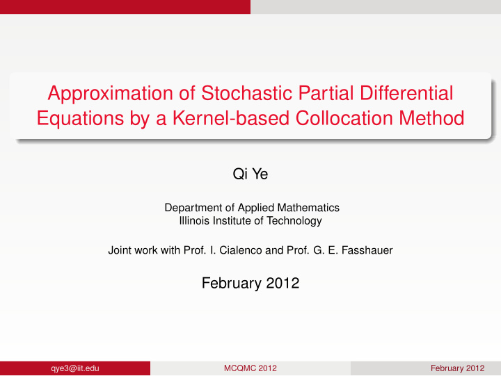 approximation of stochastic partial differential