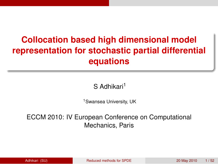 collocation based high dimensional model representation