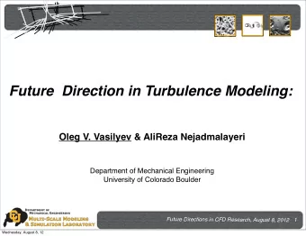 Fu Future  Direction in Turbulence Modeling:  Oleg V. Vasilyev &amp; AliReza Nejadmalayeri