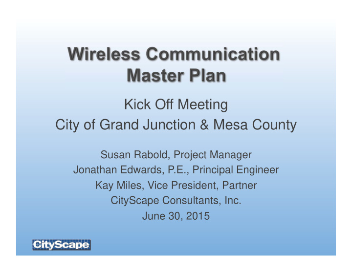 kick off meeting city of grand junction mesa county