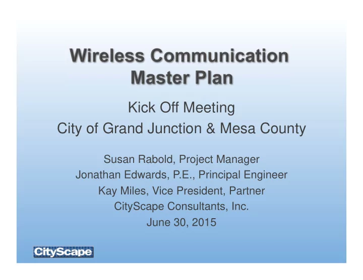 kick off meeting city of grand junction mesa county