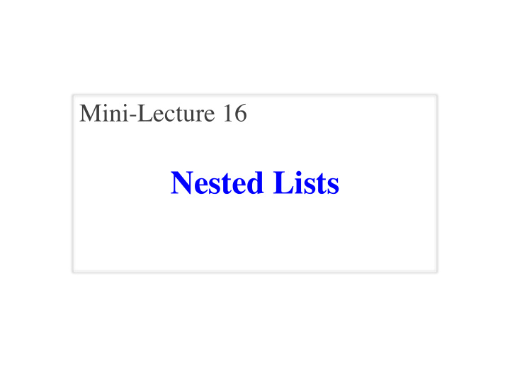 nested lists nested lists
