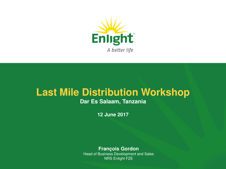 last mile distribution workshop