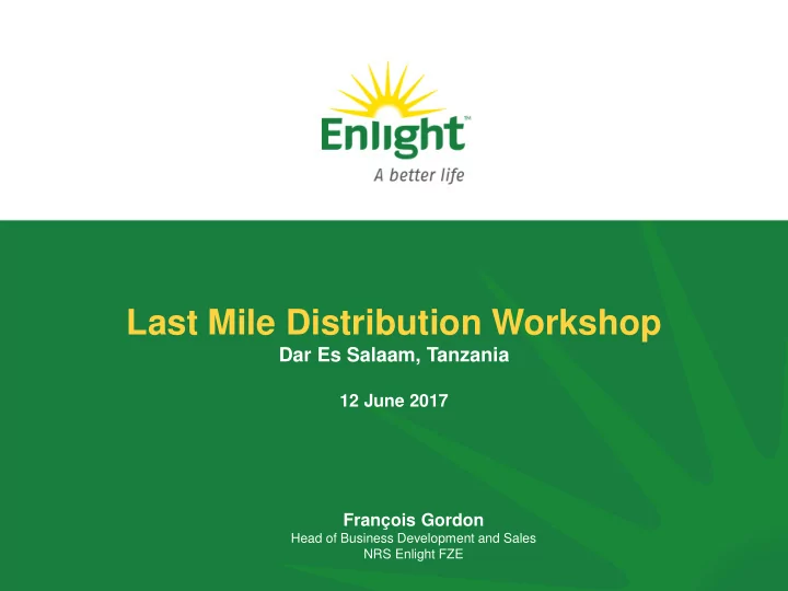 last mile distribution workshop