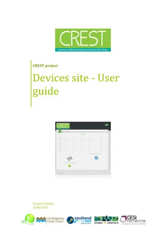 Devices site - User  guide  Vincent HAVARD  16/06/2014  Aim of the documentAim of the document