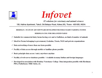 Infovet  IT solutions for veterinary and animal sciences  ,  106, Halima Apartment, Takoli, Old