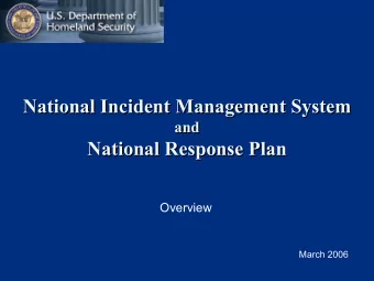 National Incident Management System  National Incident Management System  and  and  National