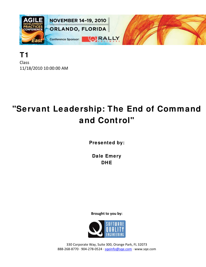 servant leadership the end of command and control
