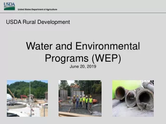 Programs (WEP)  June 20, 2019  Eligibility and Goals  Municipal Entities  Private-Non-Profits