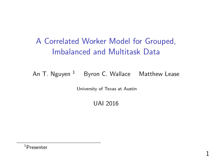 a correlated worker model for grouped imbalanced and