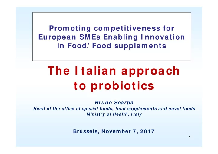 the i talian approach to probiotics