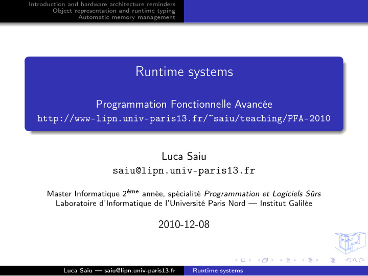 runtime systems