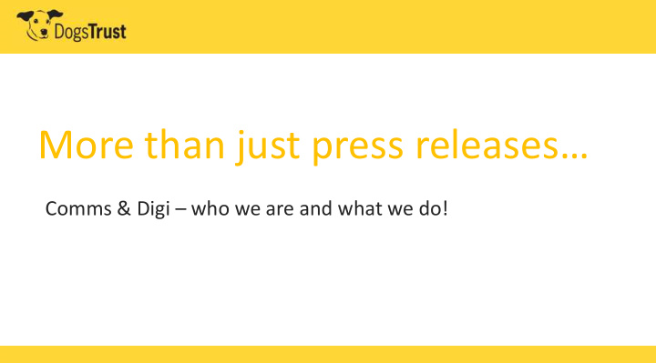more than just press releases