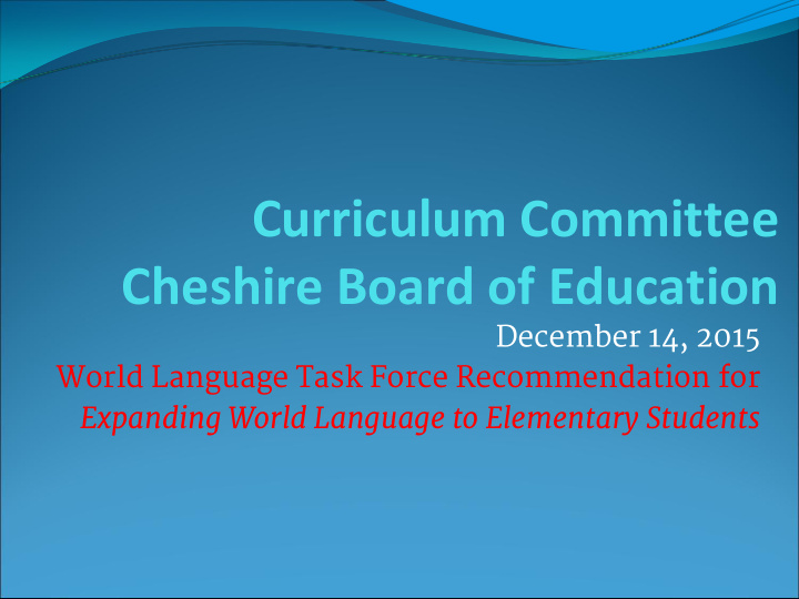 curriculum committee