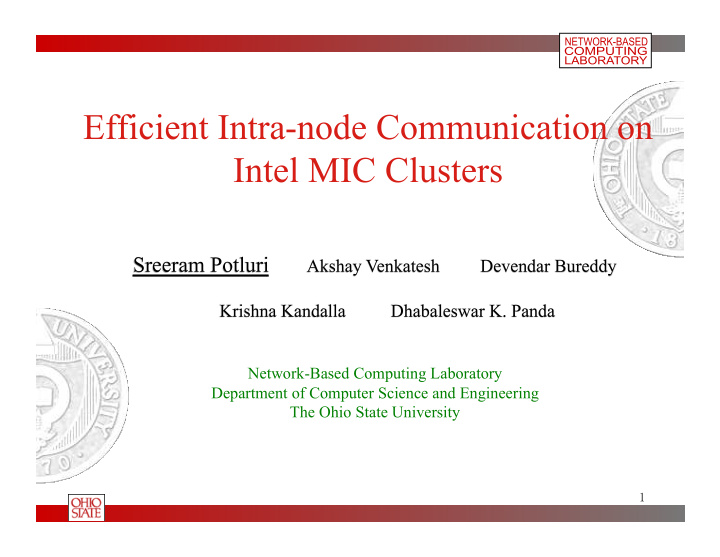 efficient intra node communication on intel mic clusters