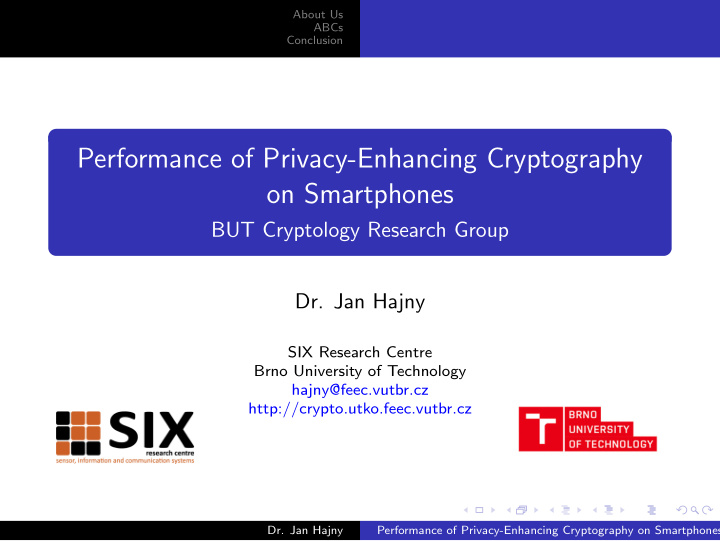 performance of privacy enhancing cryptography on