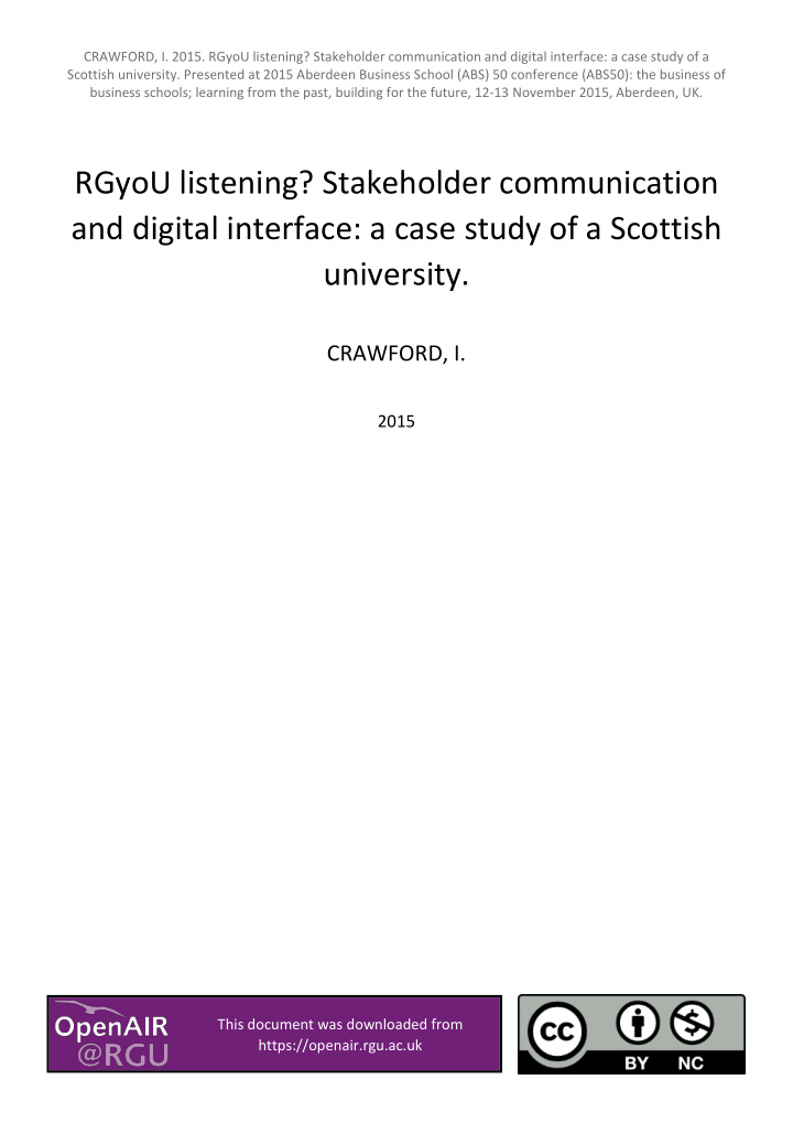 rgyou listening stakeholder communication and digital