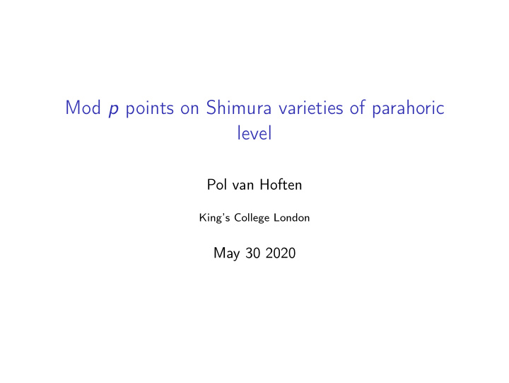 mod p points on shimura varieties of parahoric level