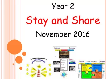 Stay and Share  November 2016 Welcome to Year 2 Class 2  At the end of the year your children