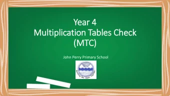 Year 4  Multiplication Tables Check  (M  (MTC)  John Perry Primary School  Mul  ultip  ipli