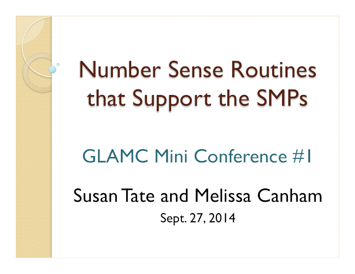 number sense routines that support the smps
