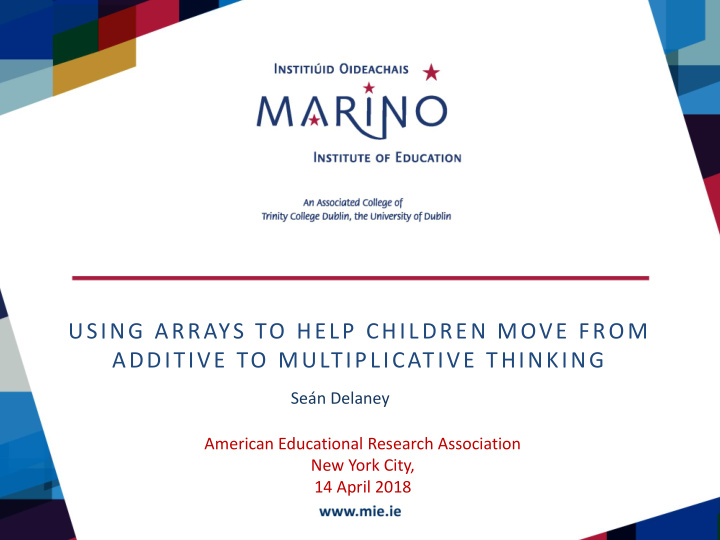 using arrays to help children move from additive to