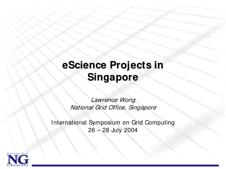 escience projects in projects in escience singapore
