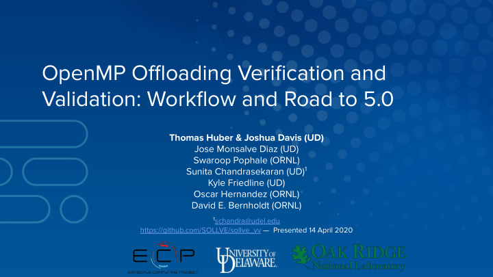 openmp offloading verification and validation workflow