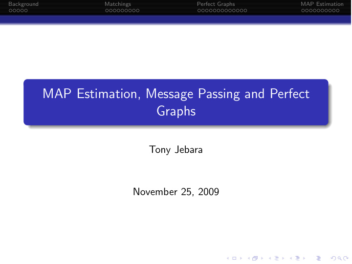 map estimation message passing and perfect graphs