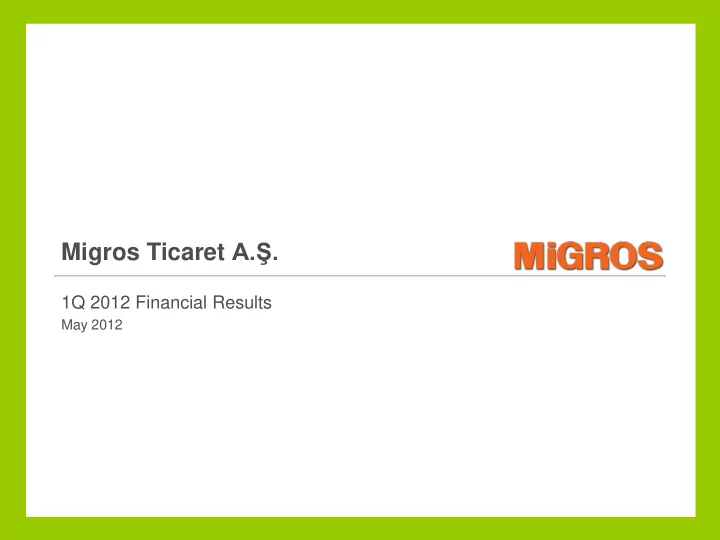 migros ticaret a