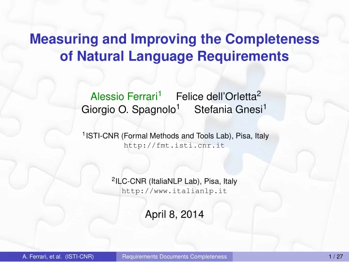 measuring and improving the completeness of natural