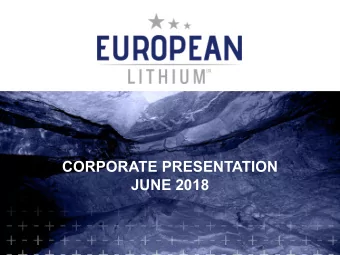 CORPORATE PRESENTATION  JUNE 2018  DISCLAIMER This presentation ( Presentation ) has been prepared
