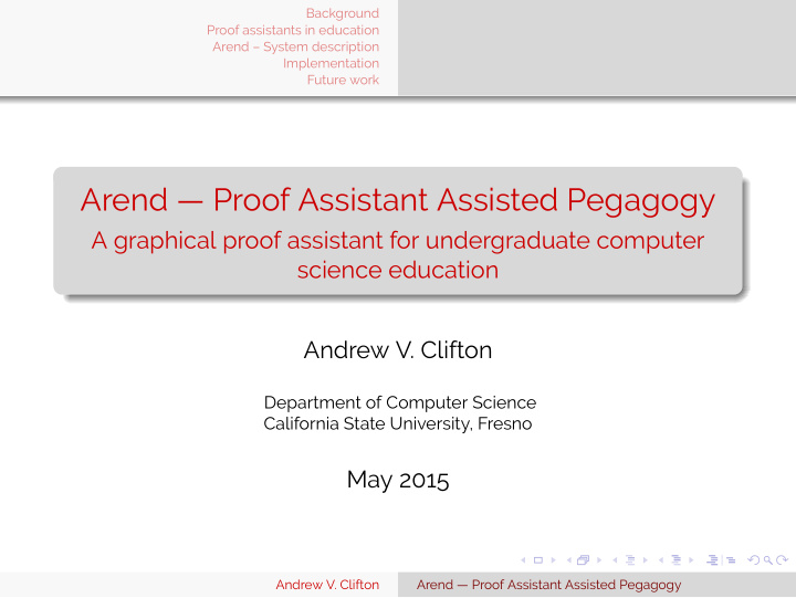arend proof assistant assisted pegagogy