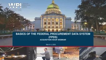 BASICS OF THE FEDERAL PROCUREMENT DATA SYSTEM  (FPDS)  ACQUISITION HOUR WEBINAR  March 4, 2020