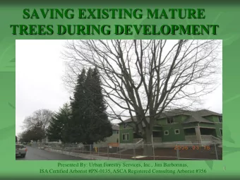 SAVING EXISTING MATURE  TREES DURING DEVELOPMENT  Presented By: Urban Forestry Services, Inc., Jim