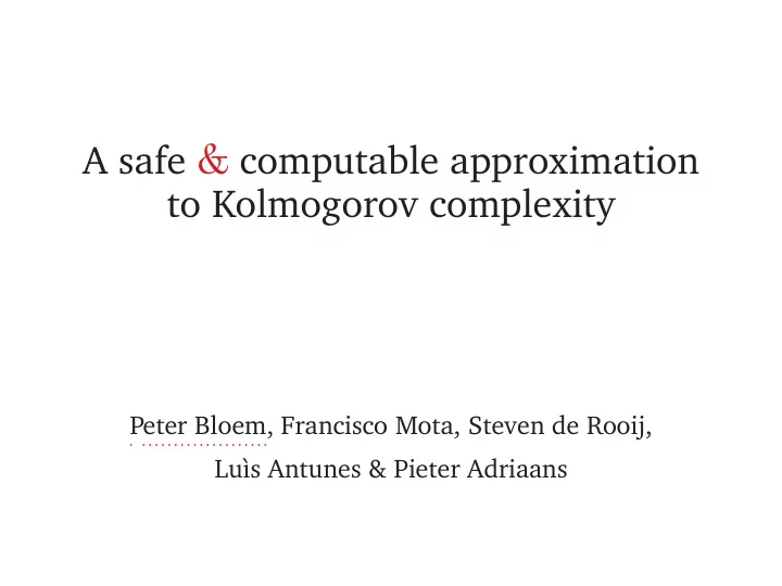 preliminaries kolmogorov complexity